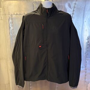 Topo Designs Global Jacket Windbreaker Men’s Large Black Red Trim Full Zip Coat